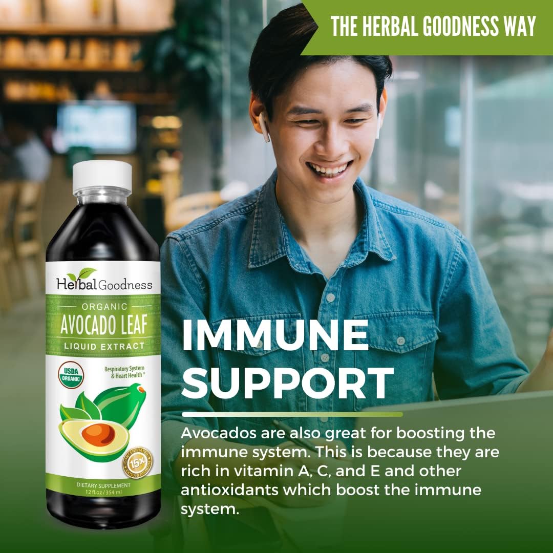 Avocado Leaf Liquid Extract Supplement - Supports Skin, Digestive Health, and Immune System - 12oz Herbal Goodness