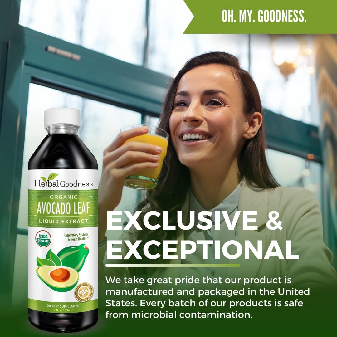 Avocado Leaf Liquid Extract Supplement - Supports Skin, Digestive Health, and Immune System - 12oz Herbal Goodness