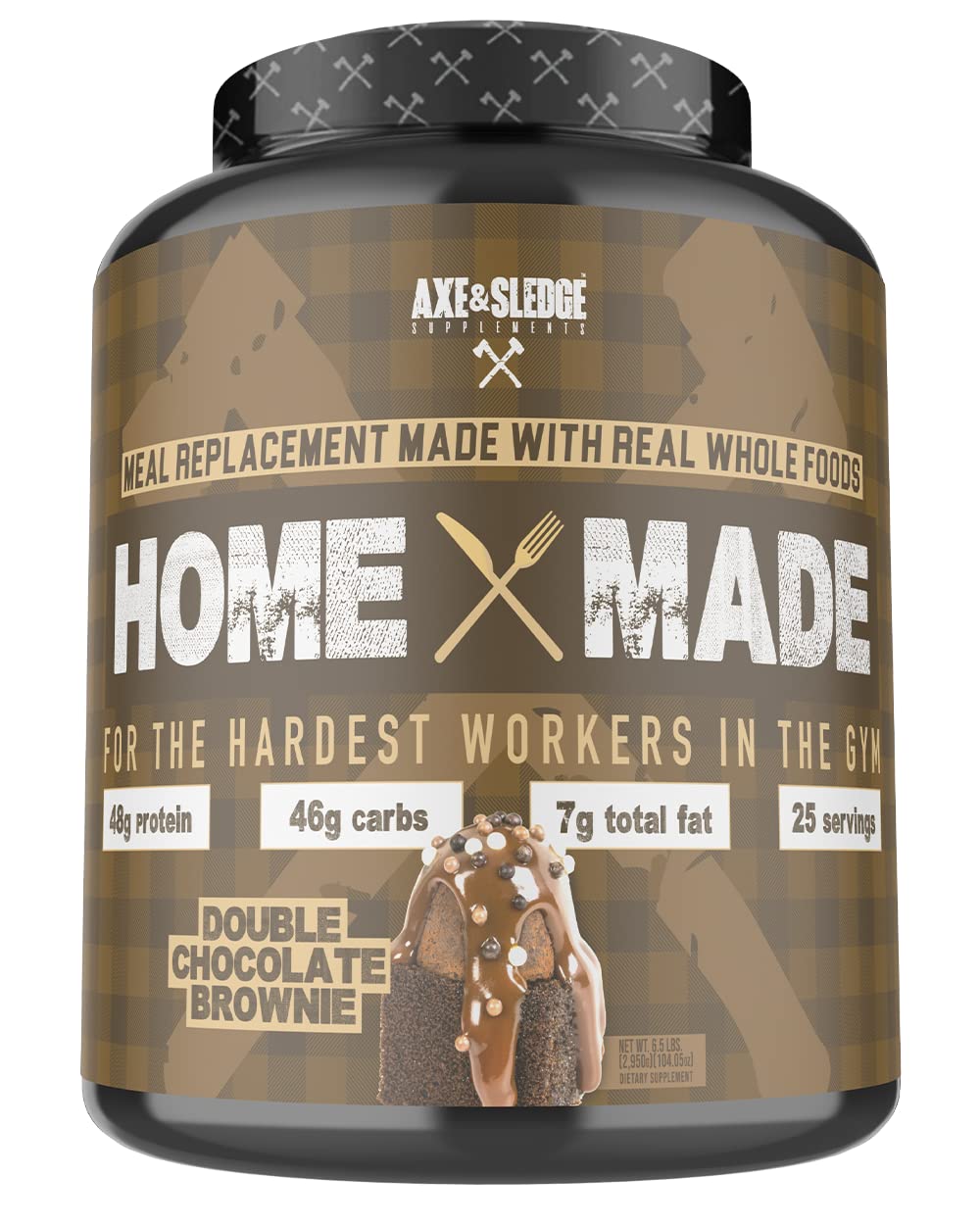 Axe & Sledge Supplements Chocolate Brownie Meal Replacement Powder with Digestive Enzymes - 25 Servings