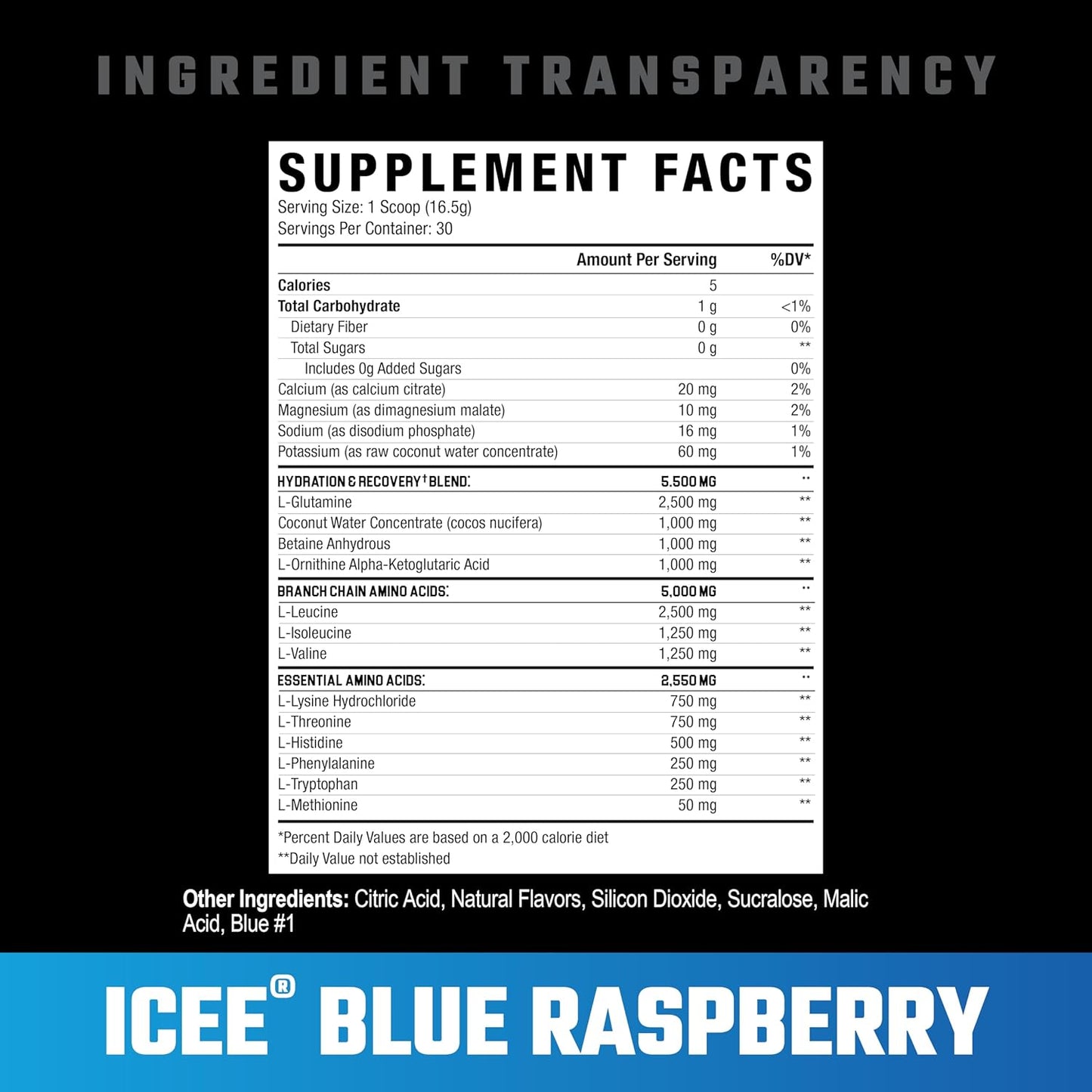 Axe & Sledge The Grind BCAA Essential Amino Acids, Blue Raspberry Flavor - 30 Servings