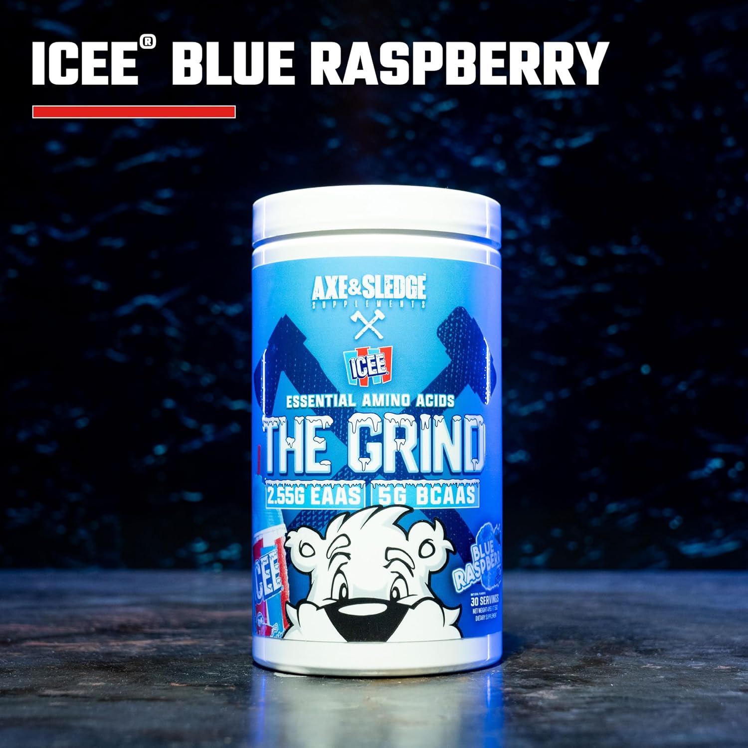Axe & Sledge The Grind BCAA Essential Amino Acids, Blue Raspberry Flavor - 30 Servings