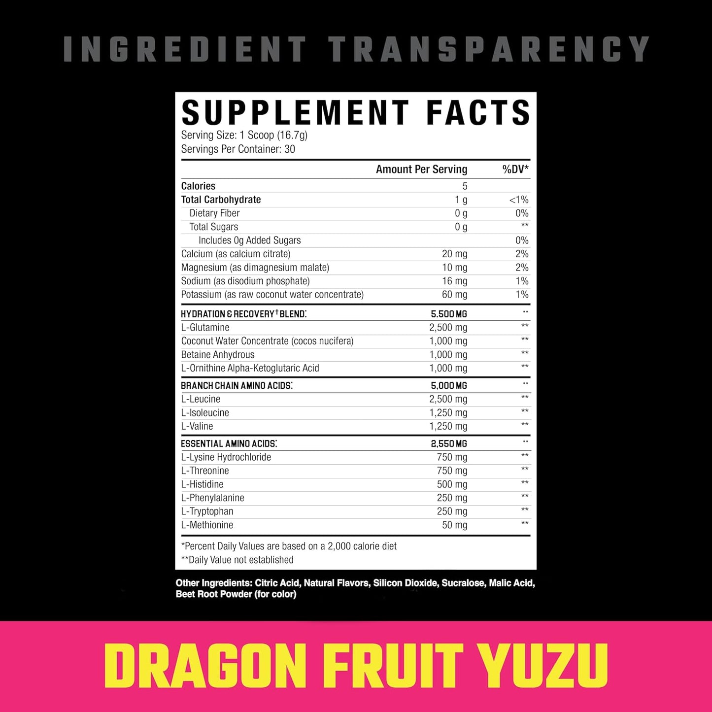 Axe & Sledge The Grind BCAA Essential Amino Acids Supplement, 30 Servings Dragon Fruit Yuzu Flavor