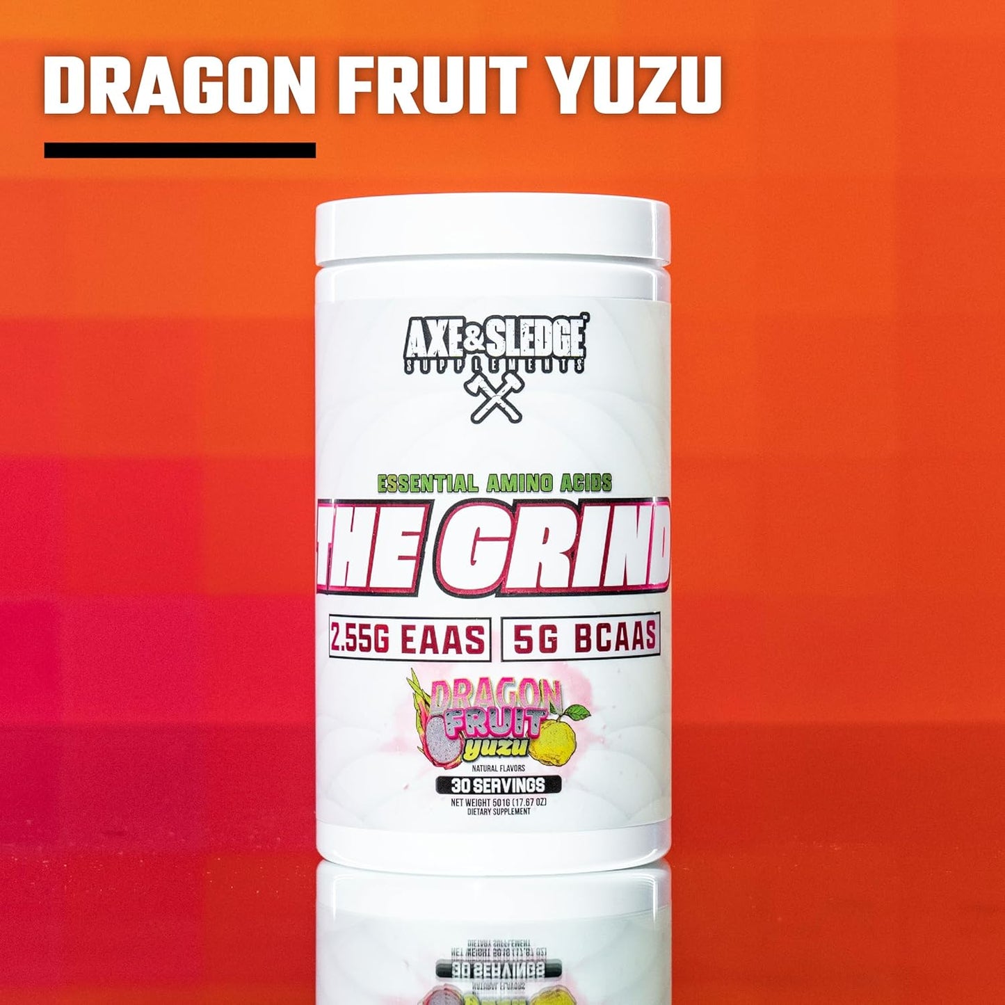 Axe & Sledge The Grind BCAA Essential Amino Acids Supplement, 30 Servings Dragon Fruit Yuzu Flavor