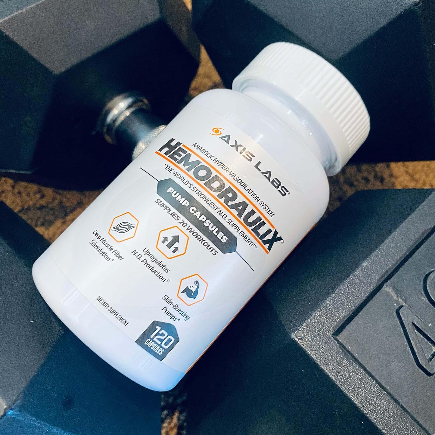 Axis Labs HemodrauliX Pump Capsules - Nitric Oxide Booster for Muscle Growth & Vascularity - 120 Capsules for 20 Workouts
