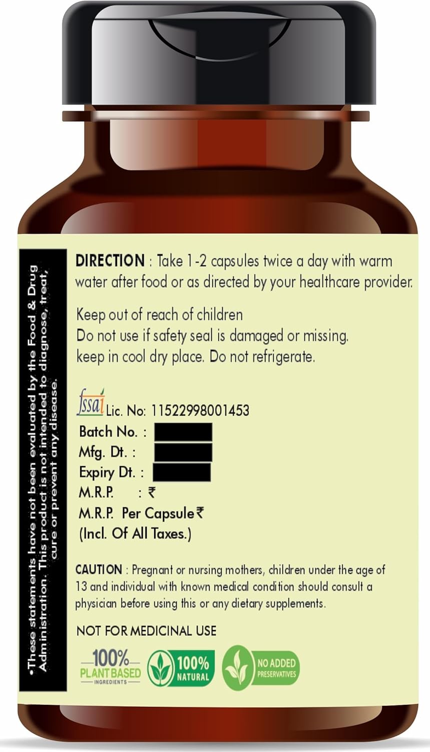 AYURVEDASHREE Gokhru Extract Capsules - 500mg - 60 Count - Vegan Tribulus Terrestris Supplement - Gluten-Free - GMP Certified