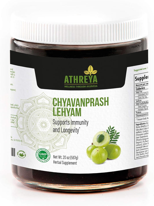 Ayurvedic Chyavanprash Lehyam Jam - 20 Oz - Supports Immunity, Metabolism & Reproductive Health - Non-GMO Herbal Blend for Overall Well-Being
