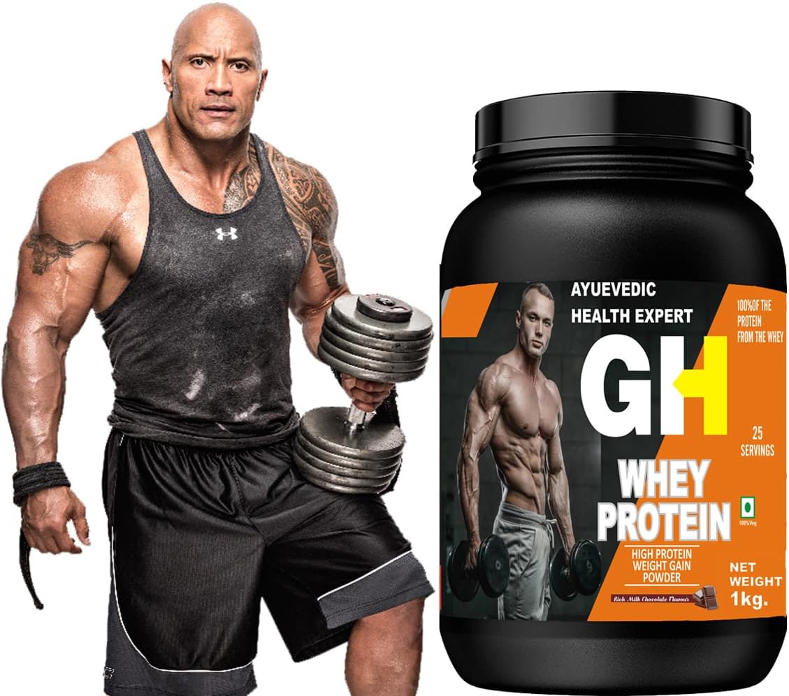 AYURVEDIC GH Whey Protein Powder for Muscle Mass Gains - Chocolate Flavor, 2.2lbs