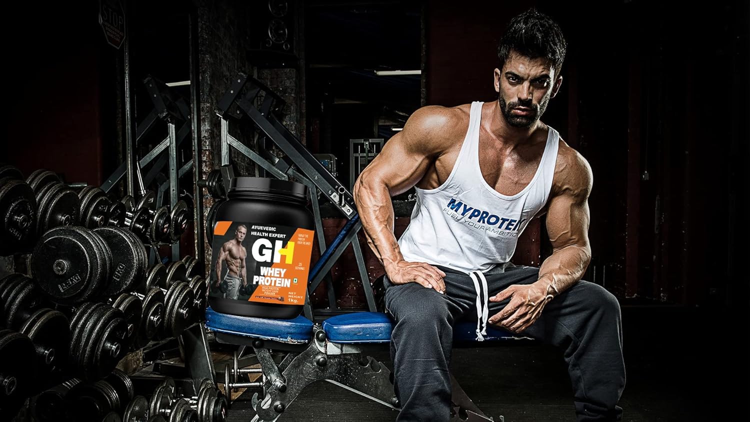 AYURVEDIC GH Whey Protein Powder for Muscle Mass Gains - Chocolate Flavor, 2.2lbs