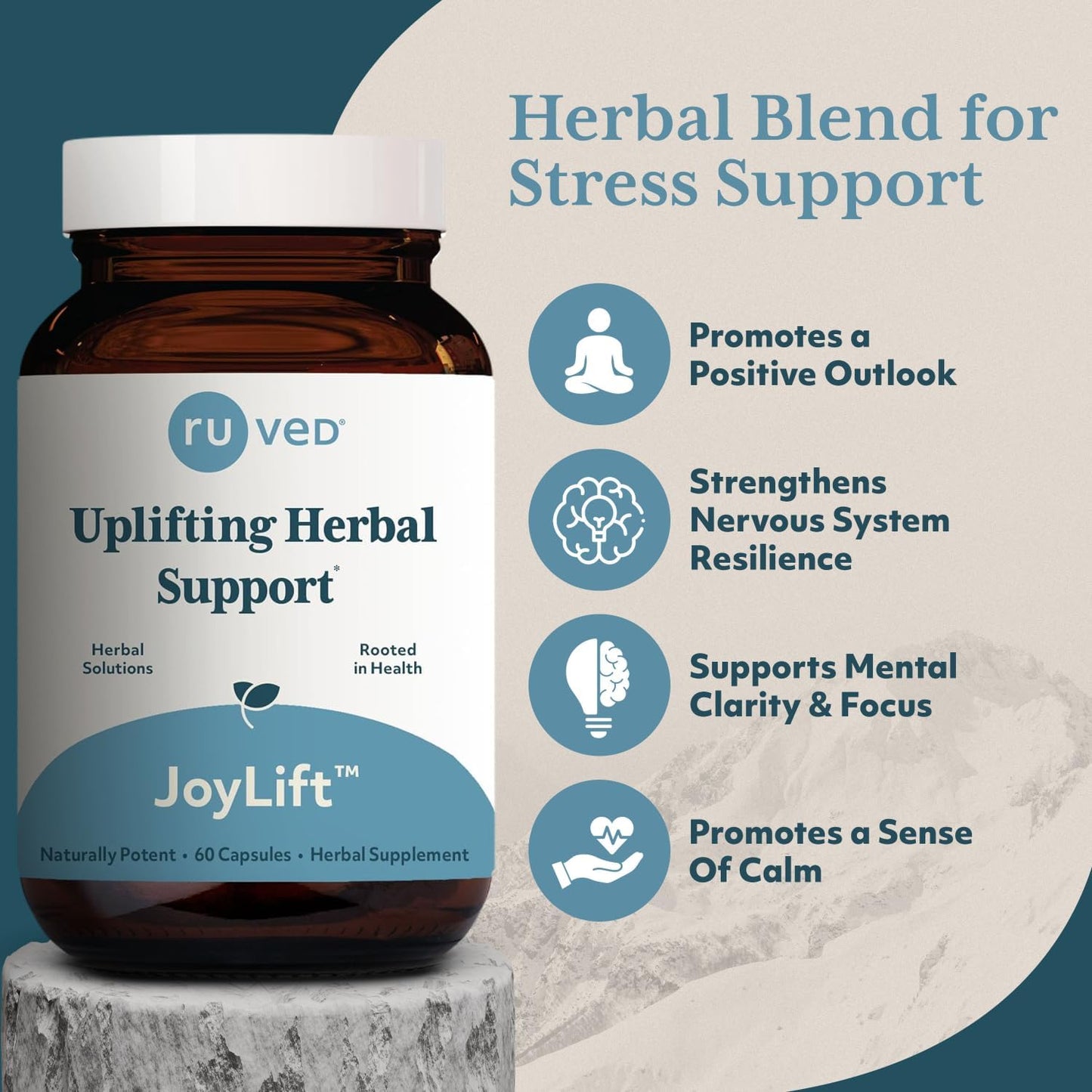 Ayurvedic Joylift Herbal Supplement with Saffron, Berberine, St. John’s Wort - Promotes Calm & Positive Outlook - 60 Capsules