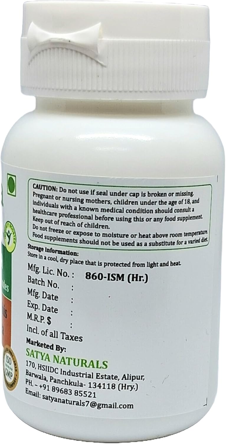 Ayurvedic Satya Naturals Kalmegha Extract Capsules 500mg - 60 Veg Capsules - Herbal Supplement for Men & Women - 10:1 Strength - 1 Bottle