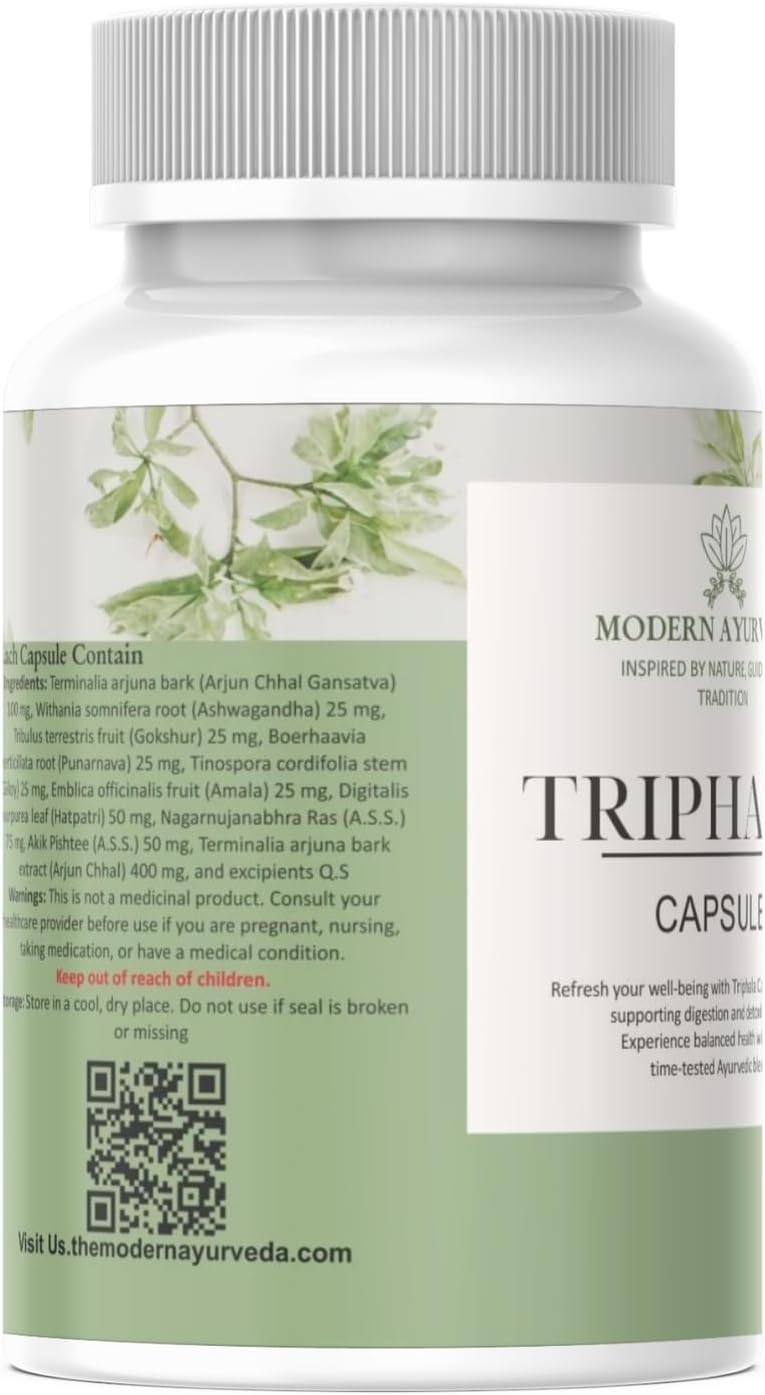Ayurvedic Triphala Capsules 120ct for Digestive Support, Immune Boost & Antioxidant Benefits - Herbal Blend of Amla, Haritaki & Bibhitaki for Gut Health