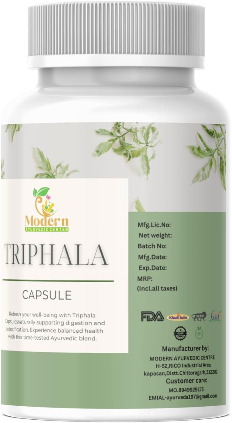 Ayurvedic Triphala Capsules 120ct for Digestive Support, Immune Boost & Antioxidant Benefits - Herbal Blend of Amla, Haritaki & Bibhitaki for Gut Health