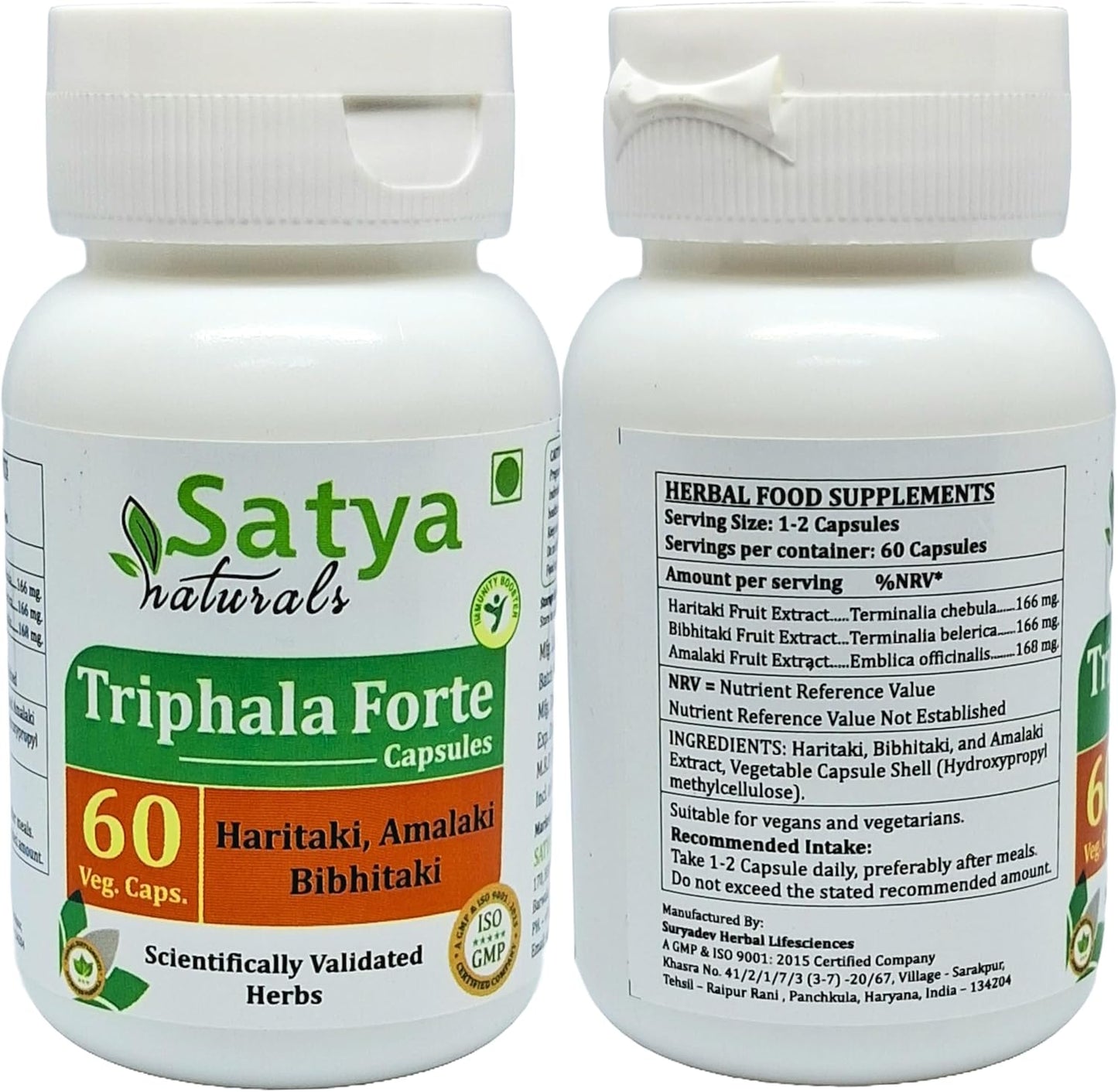 Ayurvedic Triphala Forte Capsules 500mg - 120 Veg Caps | Amalaki, Haritaki, Bibhitaki Extracts for Men & Women | Herbal Remedy - 10:1 Forte