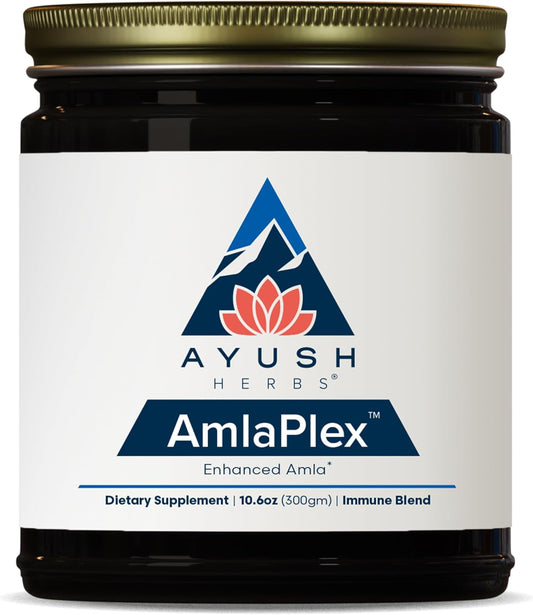 Ayush Herbs AmlaPlex Chyawanprash - Immune Support & Digestive Health, Indian Honey Jam with Ashwagandha - 10.6 oz Jar