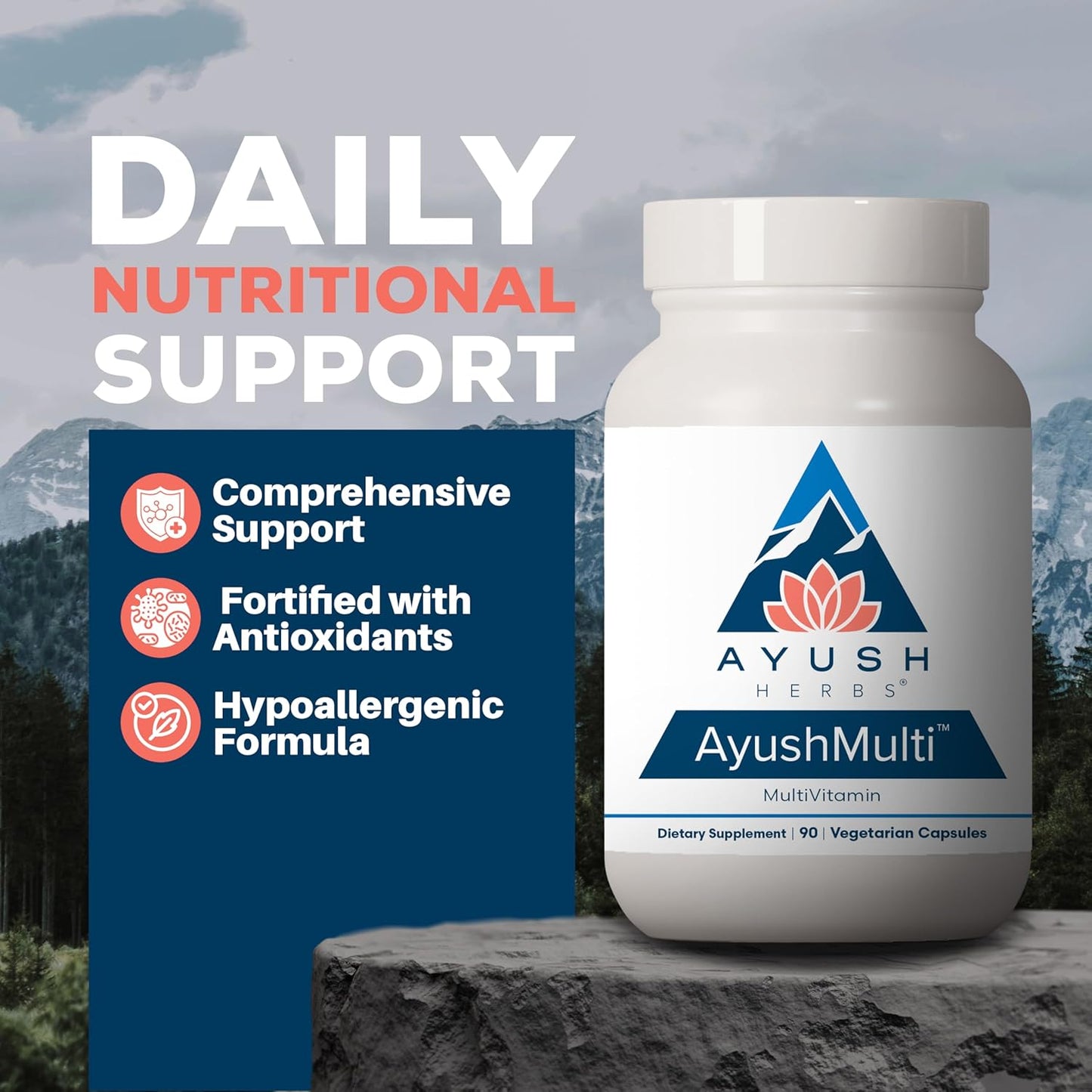 Ayush Herbs Multi: High Antioxidant Multivitamin for Women & Men - Daily B Vitamin & Chelated Mineral Supplements - 90 Vegetarian Capsules