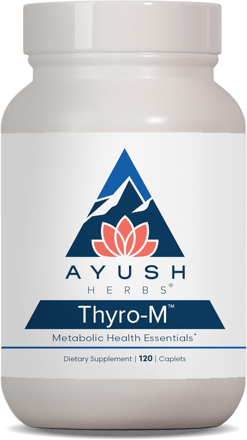 Ayush Herbs Thyro-M: Natural Thyroid Support Capsules for Men and Women with L Tyrosine, Ashwagandha, and Kelp - 120 Vegetarian Capsules