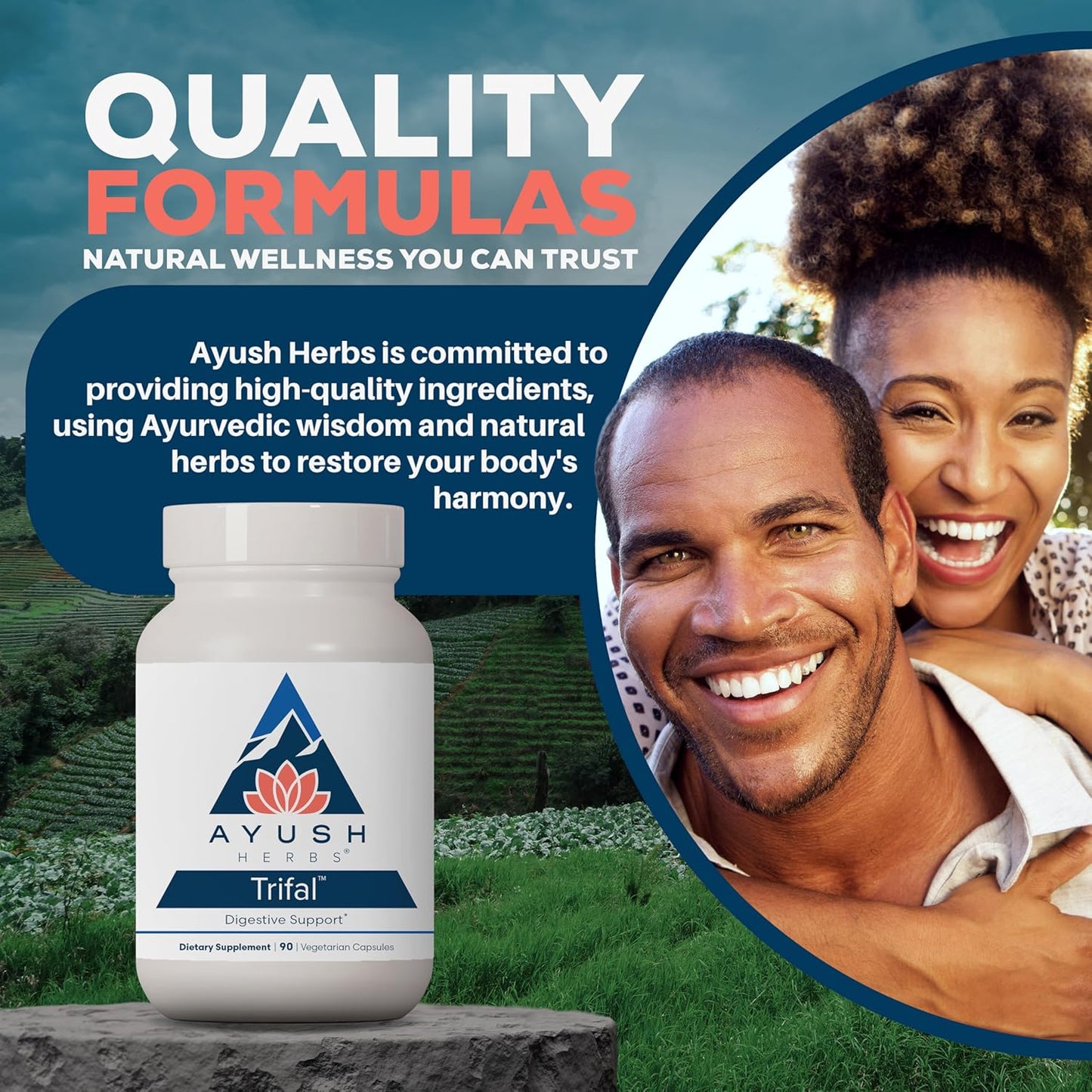 Ayush Herbs Trifal Capsules - Digestive Support & Antioxidant Boost - 90 Vegetarian Capsules for Men and Women