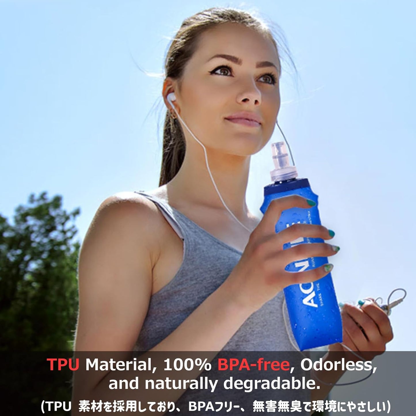 Azarxis Collapsible BPA-Free Soft Flask Water Bottles for Hydration Vest Pack - 250ml, 350ml, 500ml, 600ml - Ideal for Running, Hiking, Cycling, Climbing