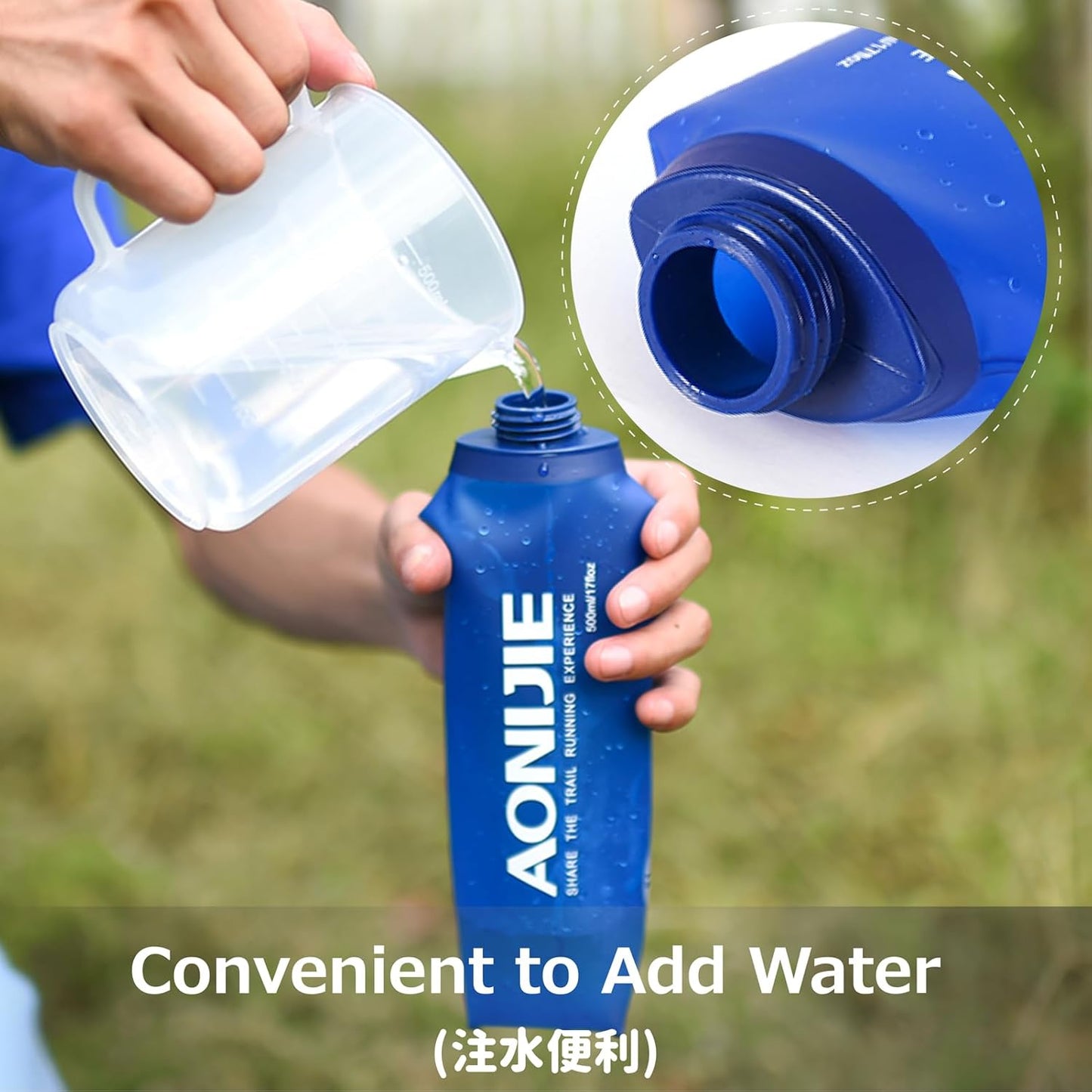Azarxis Collapsible BPA-Free Soft Flask Water Bottles for Hydration Vest Pack - 250ml, 350ml, 500ml, 600ml - Ideal for Running, Hiking, Cycling, Climbing