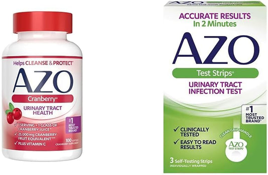 AZO Cranberry UTI Test Strips & Supplement, Fast Results, Clinically Tested, 3 Count