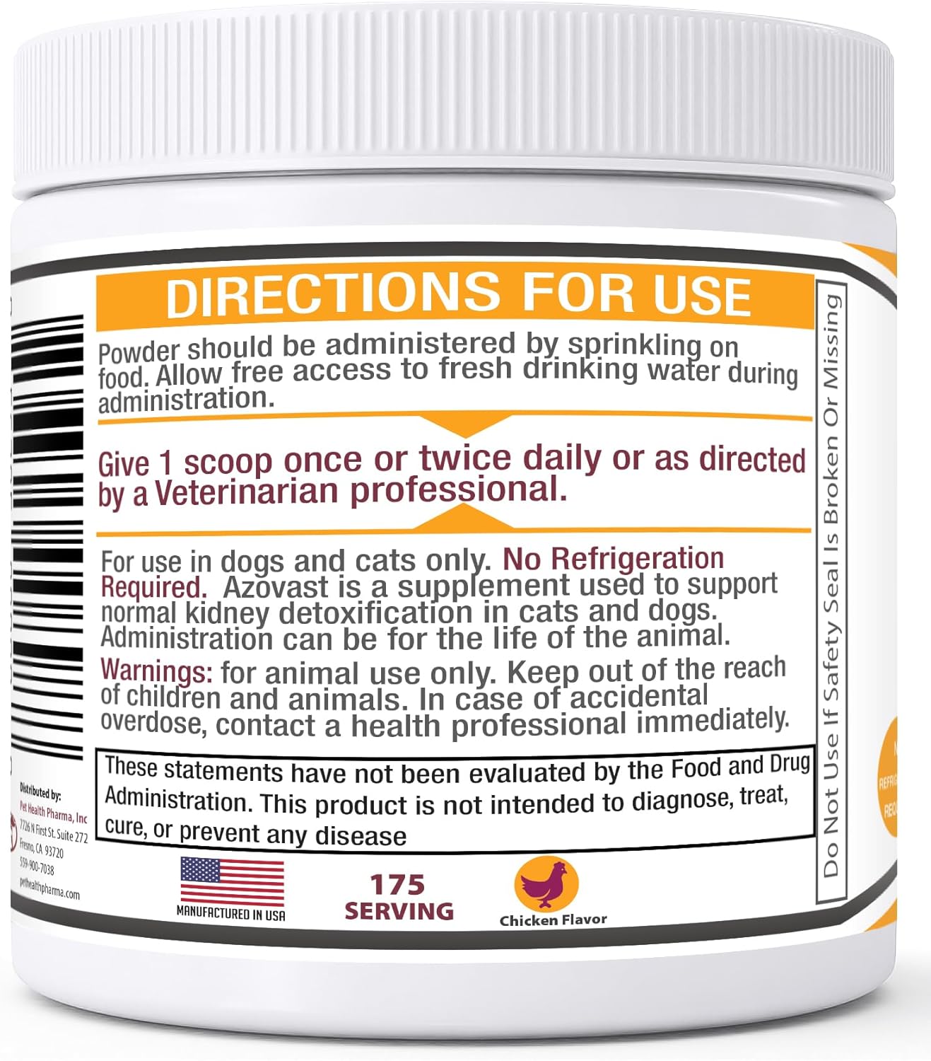 Azovast Kidney Health Powder for Dogs & Cats (4 Oz) - Supports Kidney Function & Manages Renal Toxins - No Refrigeration Needed - Made in USA
