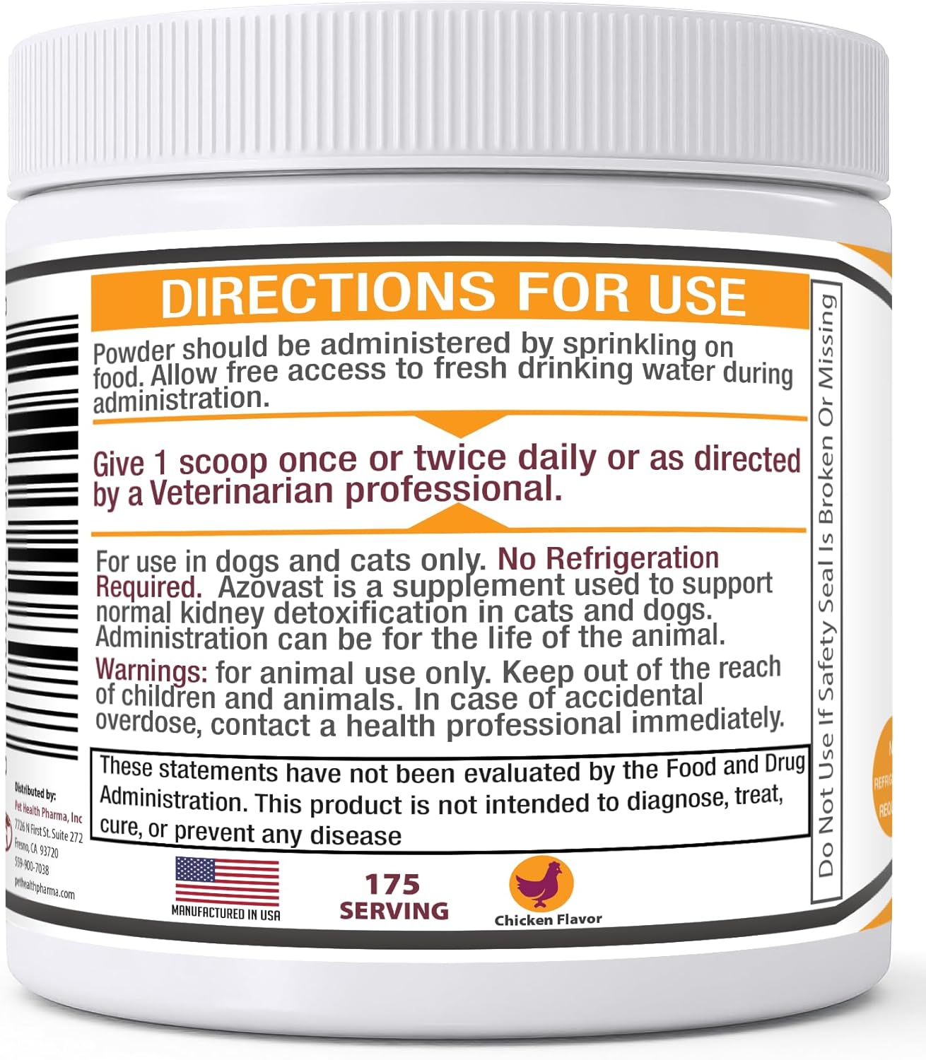 Azovast Kidney Health Powder for Dogs & Cats (4 Oz) - Supports Kidney Function & Manages Renal Toxins - No Refrigeration Needed - Made in USA