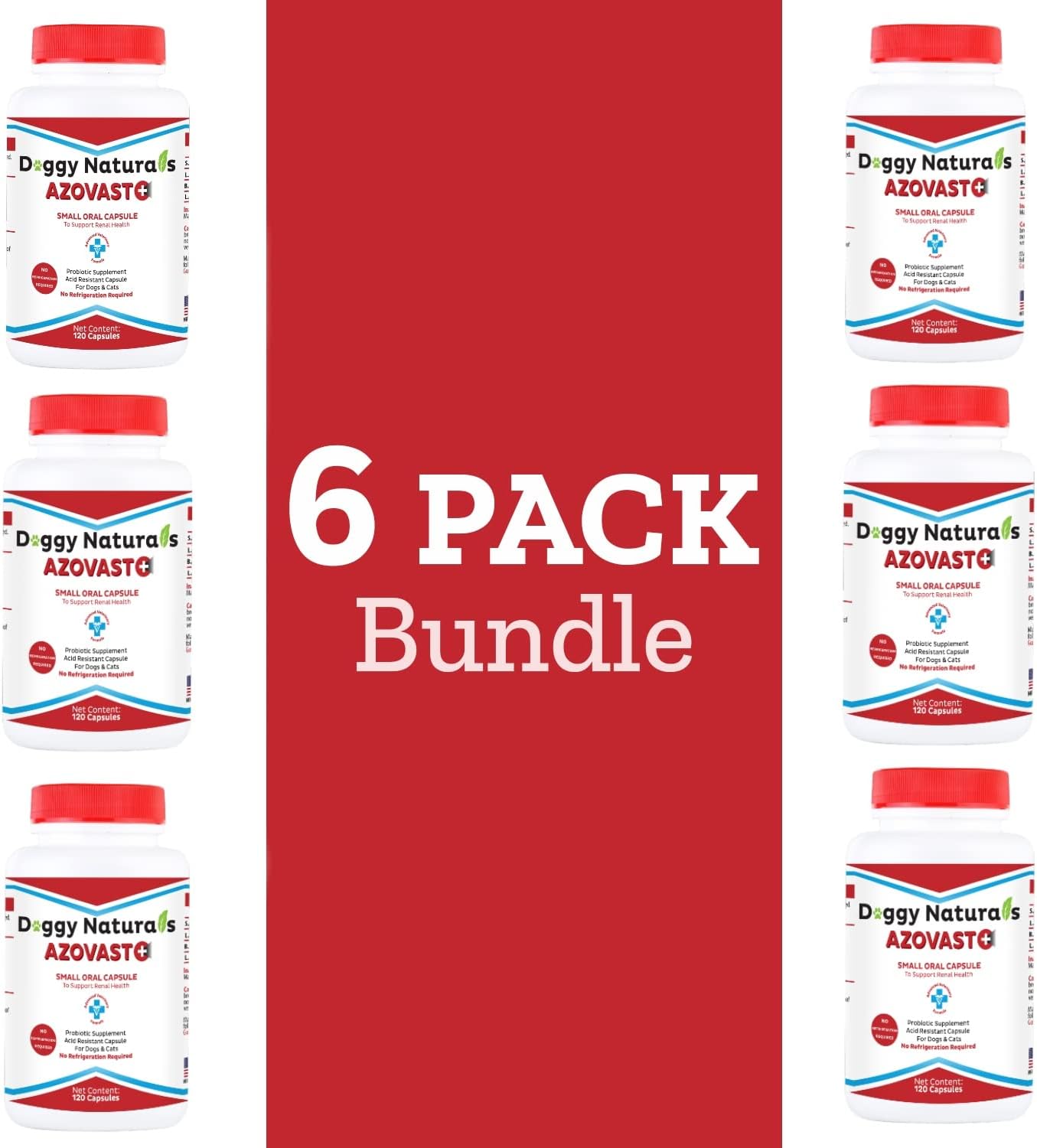 Azovast Plus Kidney Health Supplement for Dogs & Cats, 720 Capsules - Support Kidney Function & Manage Renal Toxins - No Refrigeration Needed - Renal Care Pharma Supplement