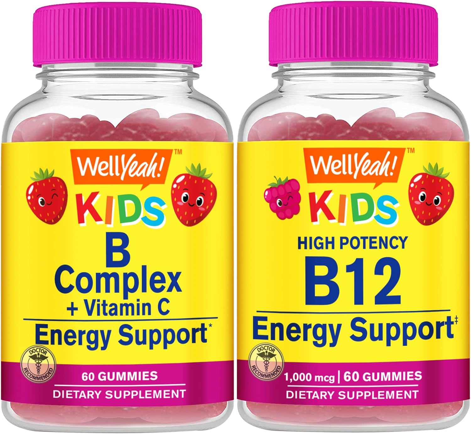 B Complex Kids + Vitamin B12 Gummies Bundle - Delicious, Gluten Free, GMO Free Chewable Vitamins for Children
