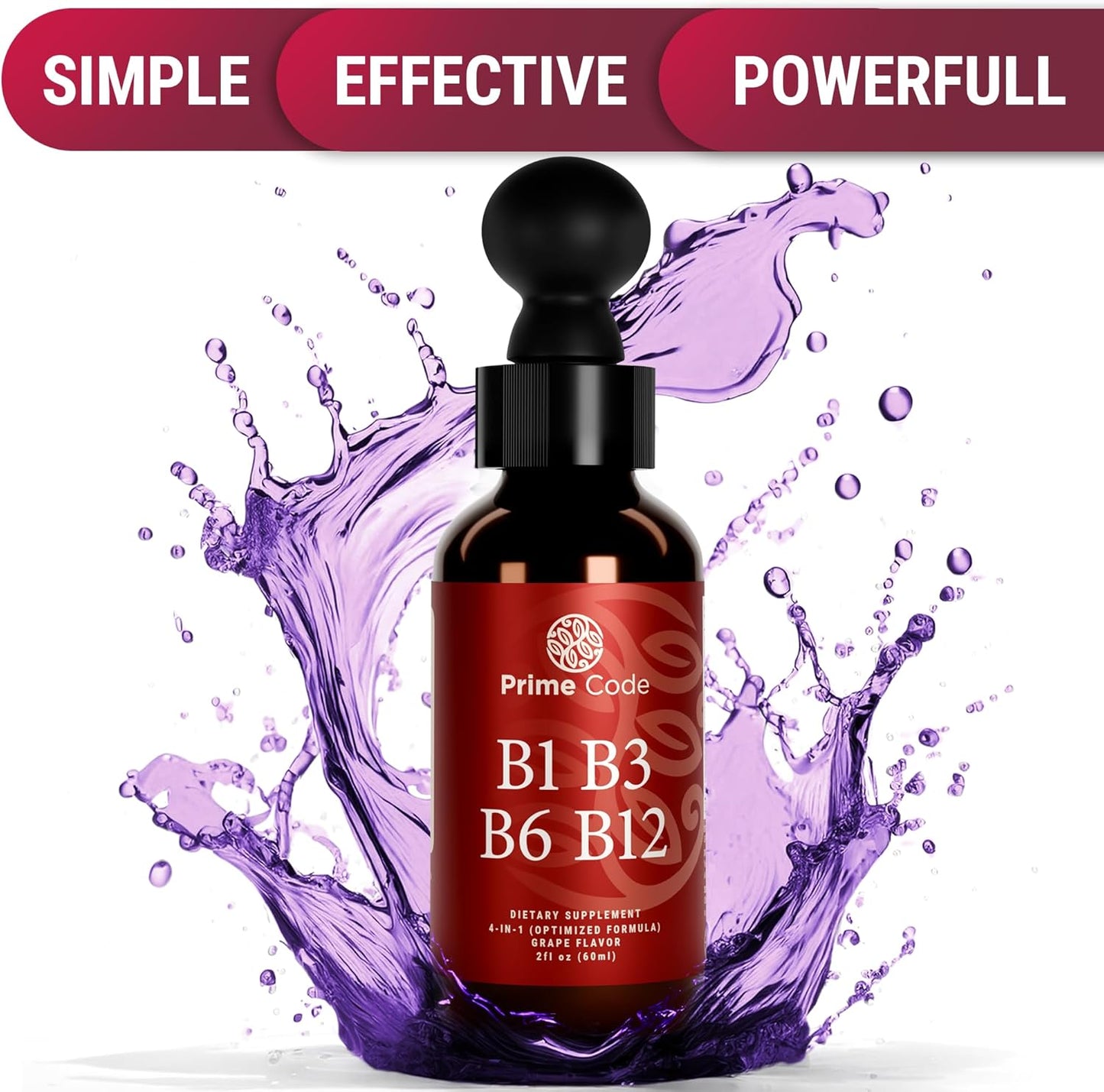 B Complex Liquid Vitamin Drops with Thiamine for Adults - High Absorption Immune Support - Non-GMO Gluten-Free