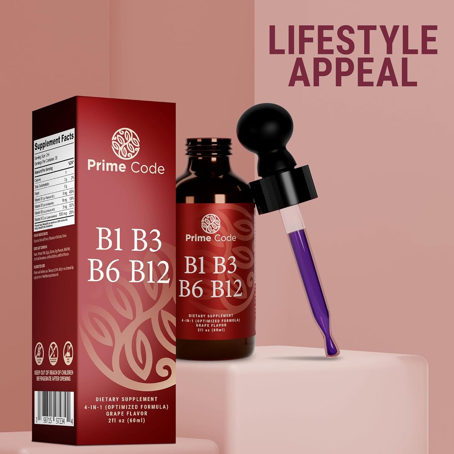 B Complex Liquid Vitamin Drops with Thiamine for Adults - High Absorption Immune Support - Non-GMO Gluten-Free