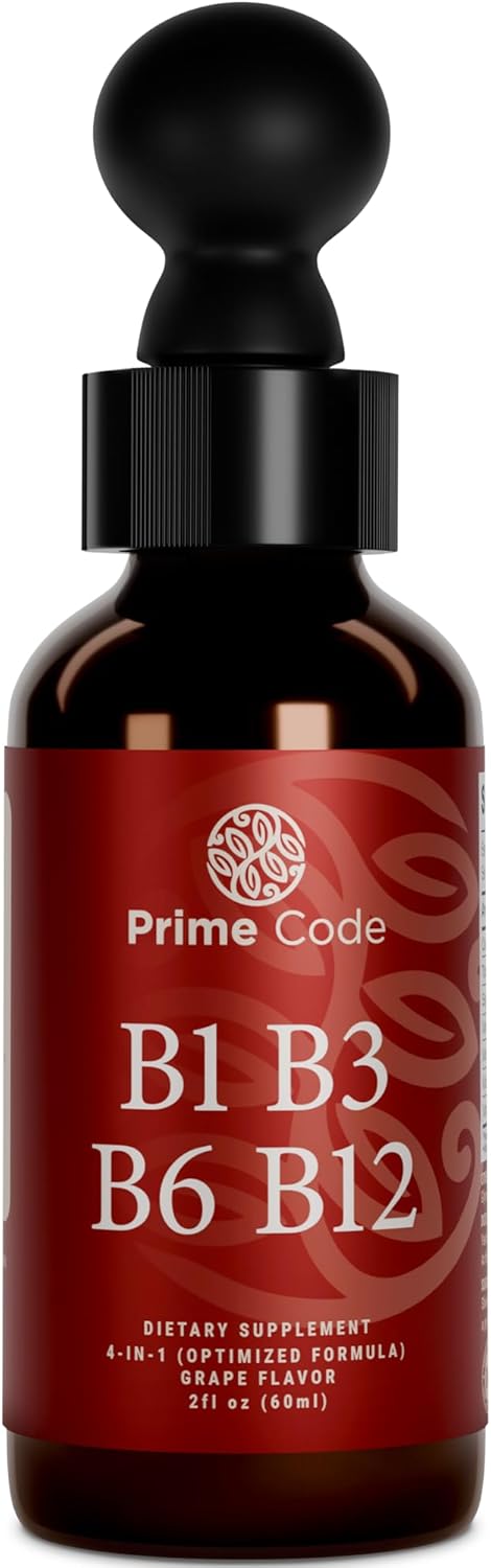 B Complex Liquid Vitamin Drops with Thiamine for Adults - High Absorption Immune Support - Non-GMO Gluten-Free