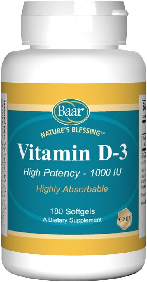Baar Vitamin D-3 Softgels for Immune Support and Bone Health