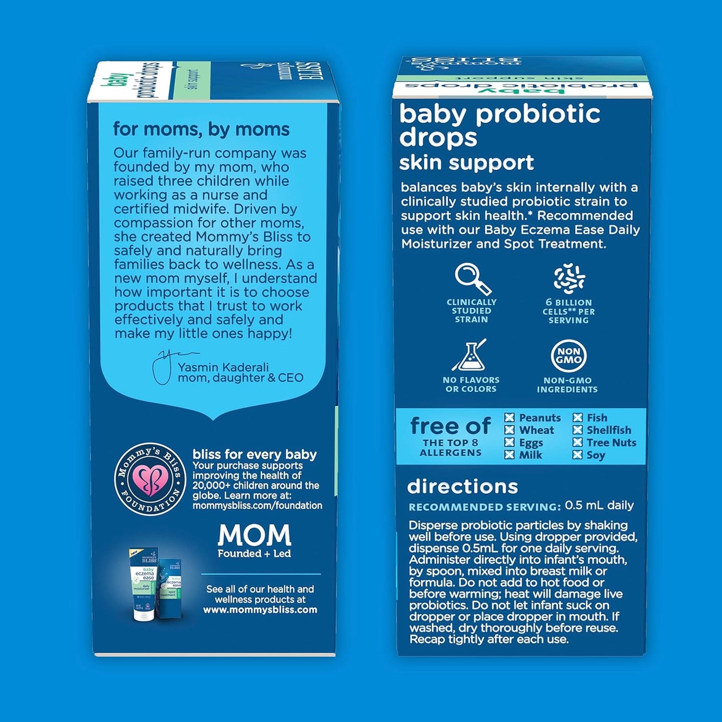 Baby Probiotic Drops for Skin Health Support, 6 Billion Cells, Newborn & Up, 15 ML (30 Servings)