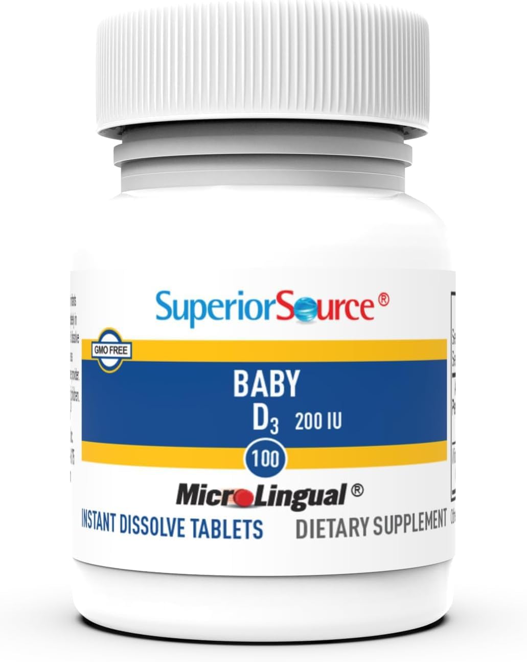Baby Vitamin D3 200 IU Quick Dissolve Tablets - 100 Count - Supports Bone, Teeth, Muscle & Immune Health - Non-GMO