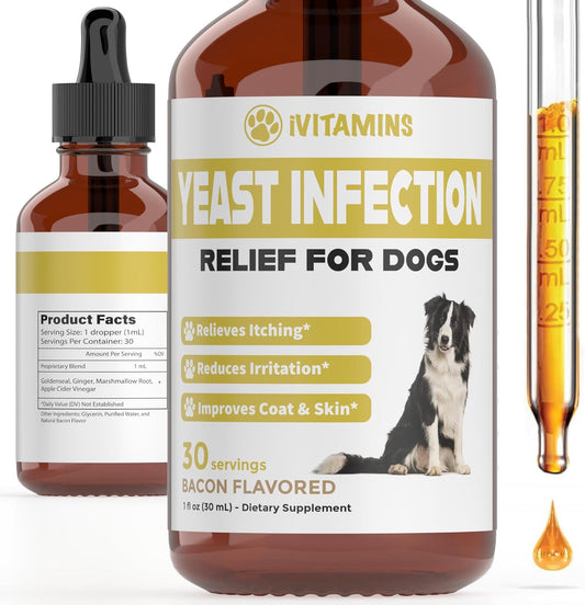 Bacon-Flavored Dog Yeast Infection Treatment for Itch Relief & Ear Health | Natural Dog Ear Infection Relief & Itch Support