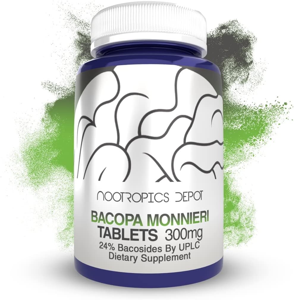 Bacopa monnieri Extract Tablets | 240 Count | 24% Bacosides | Cognitive Function & Stress Support