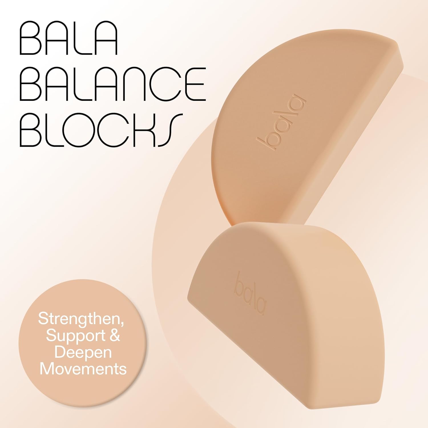 Bala Balance Blocks 2 Pack (Sand) - Semi-Circular Yoga Blocks for Stretching & Exercise - Home Workout Essentials