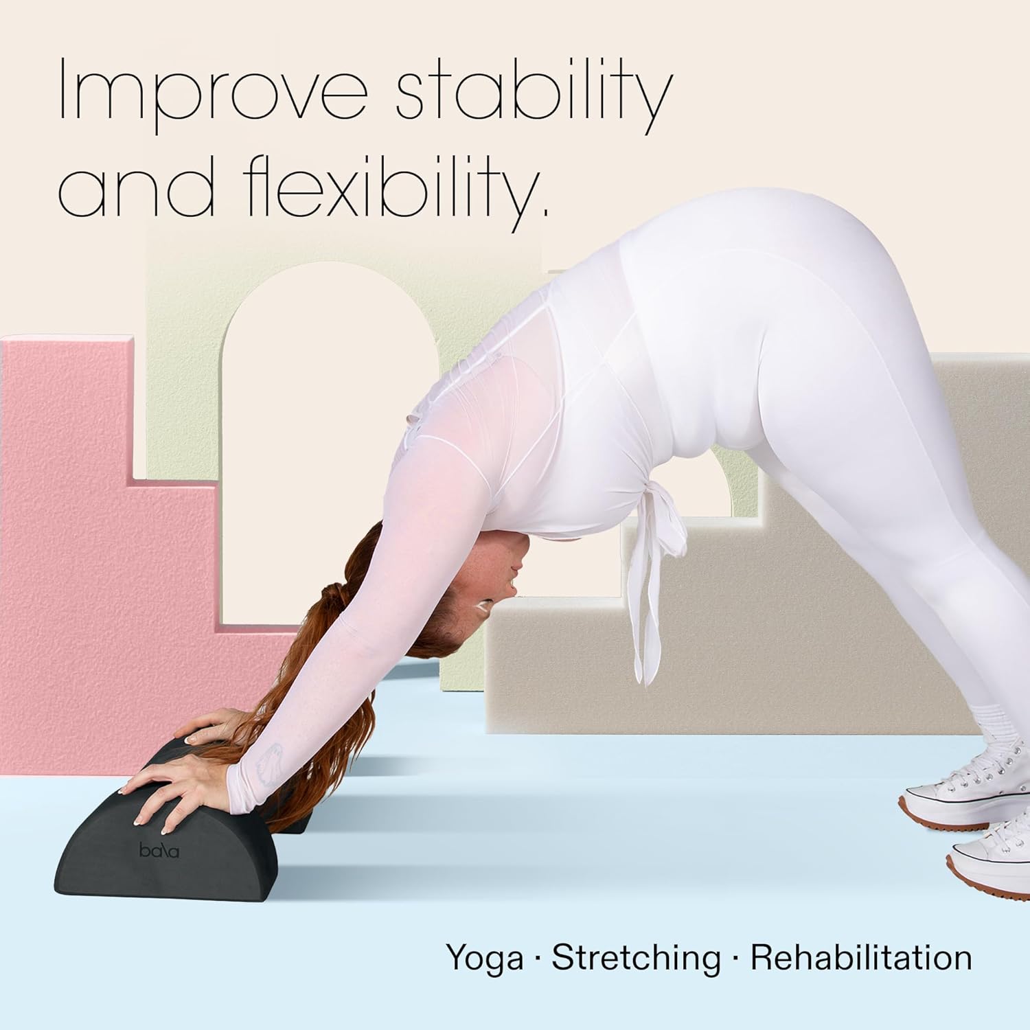 Bala Balance Blocks 2 Pack (Sand) - Semi-Circular Yoga Blocks for Stretching & Exercise - Home Workout Essentials