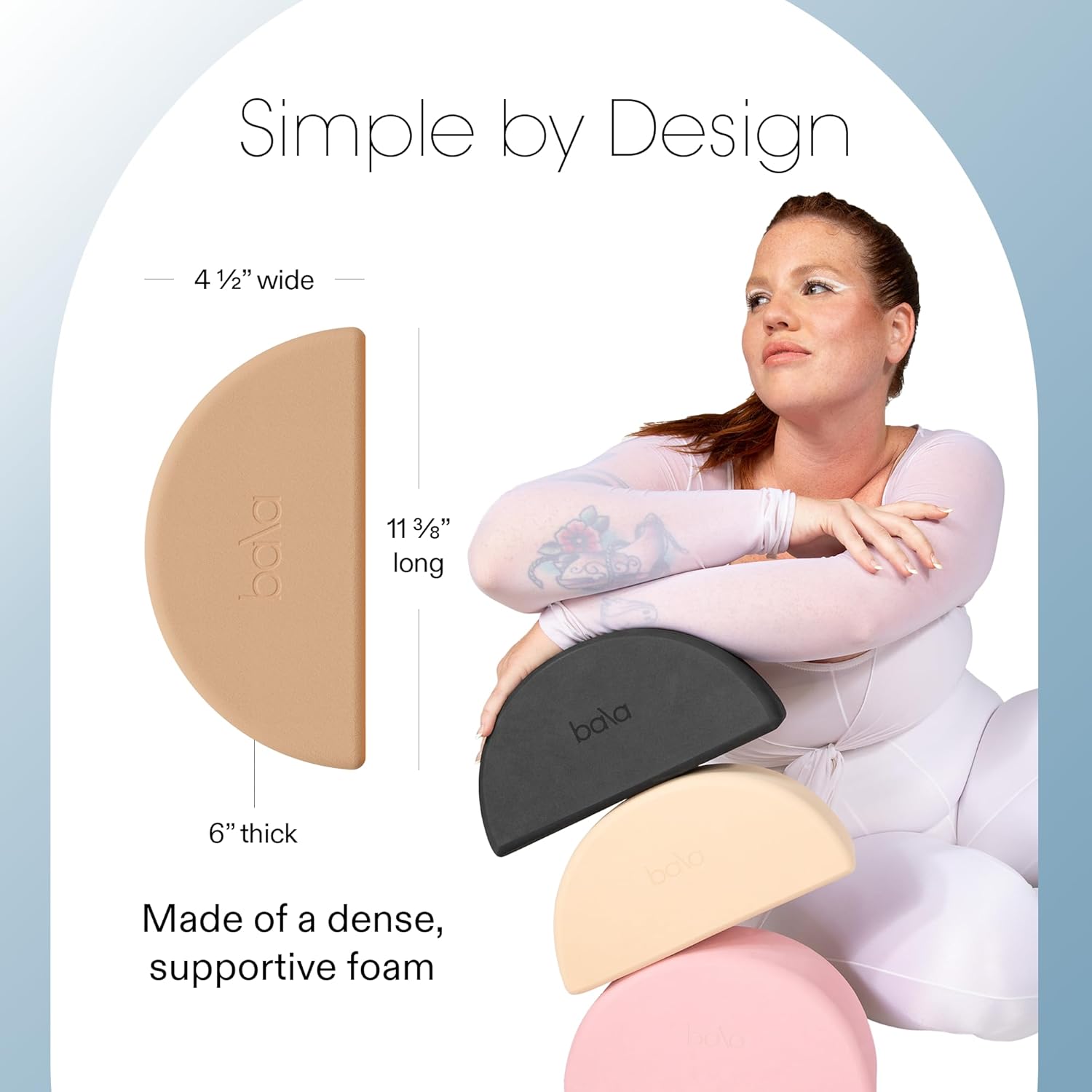 Bala Balance Blocks 2 Pack (Sand) - Semi-Circular Yoga Blocks for Stretching & Exercise - Home Workout Essentials