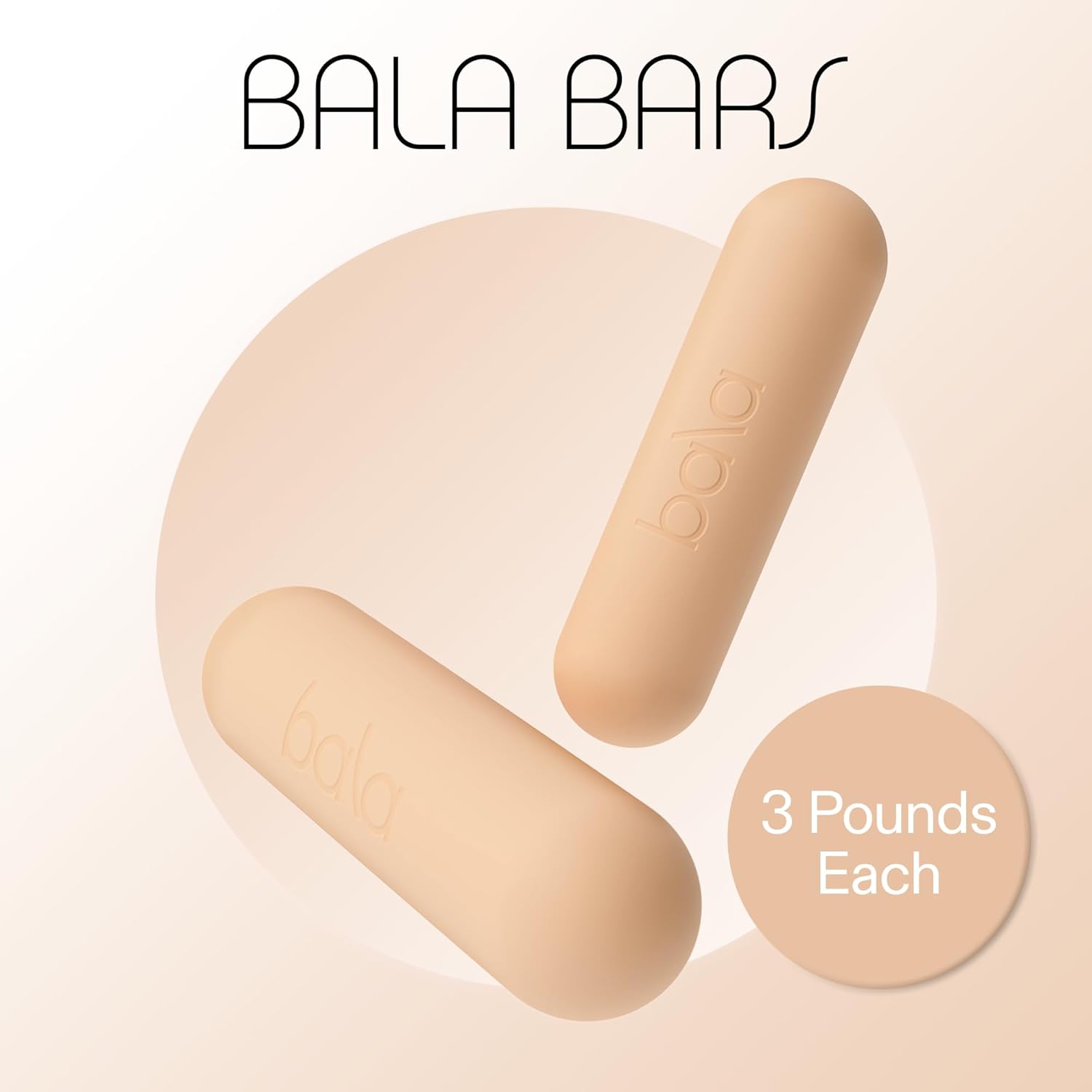 Bala Bars 3lb Dumbbell Set for Strength Training and Aerobics Workouts at Home - Set of 2 Bars for Men and Women