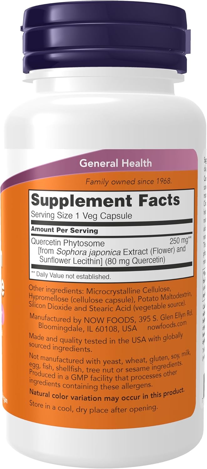 Balanced Immune System Support with NOW Foods Quercetin Phytosome 250mg Vcaps - 90 Count - BoostGo Australia