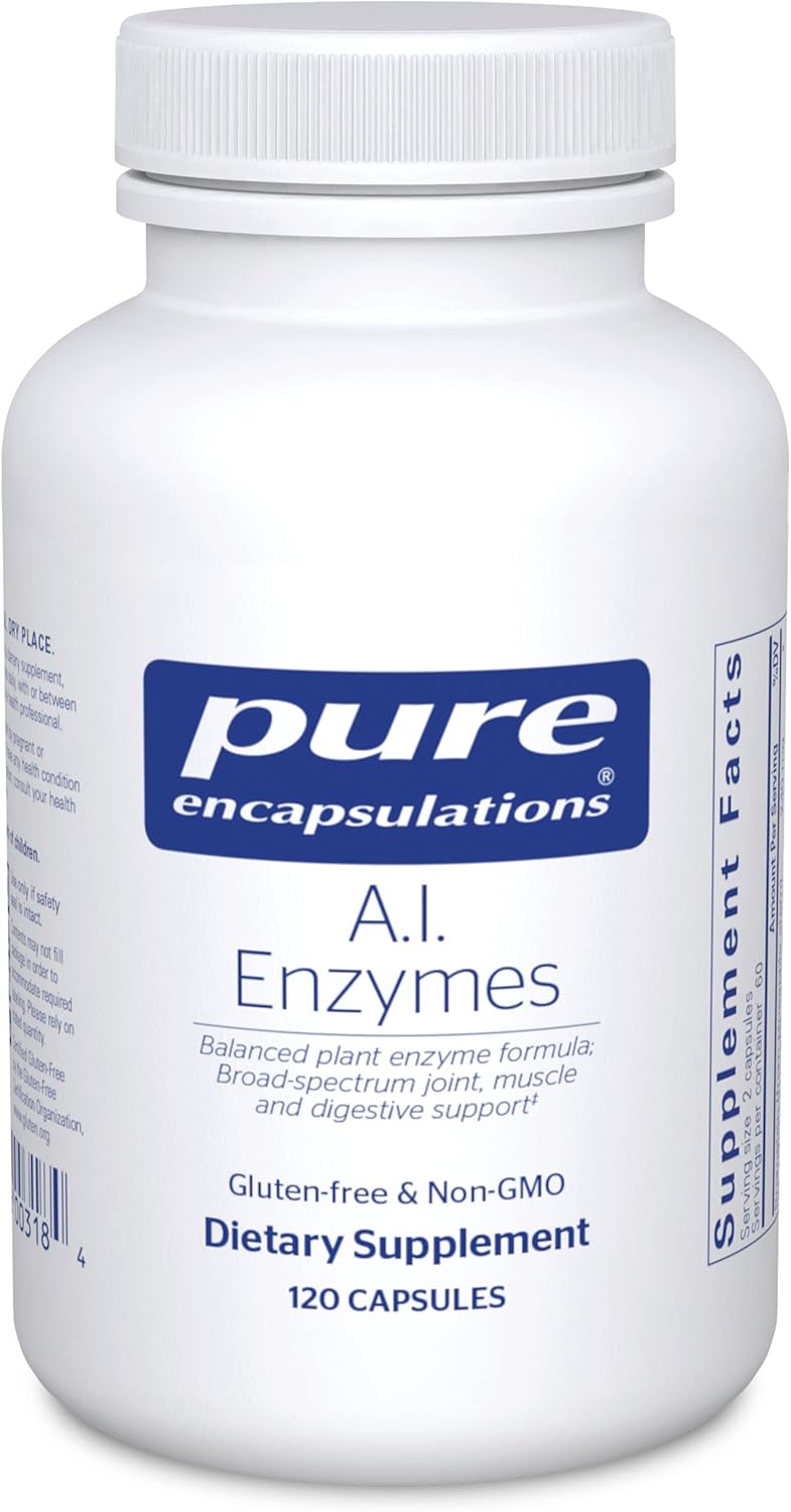 Balanced Plant Enzyme Formula for Joint, Muscle, and Digestive Support - Pure Encapsulations A.I. Enzymes - 120 Capsules