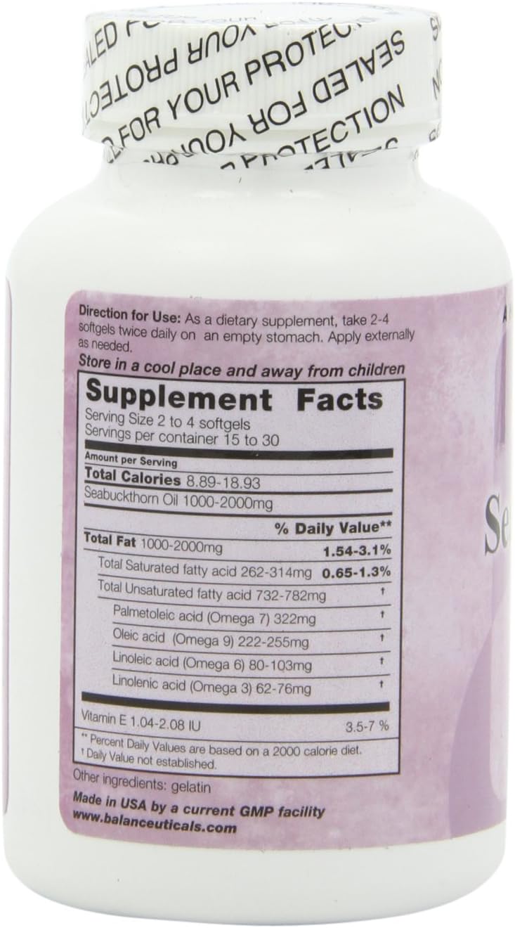 Balanceuticals Seabuckthorn Oil Softgels - High Potency 500mg - 120 Count