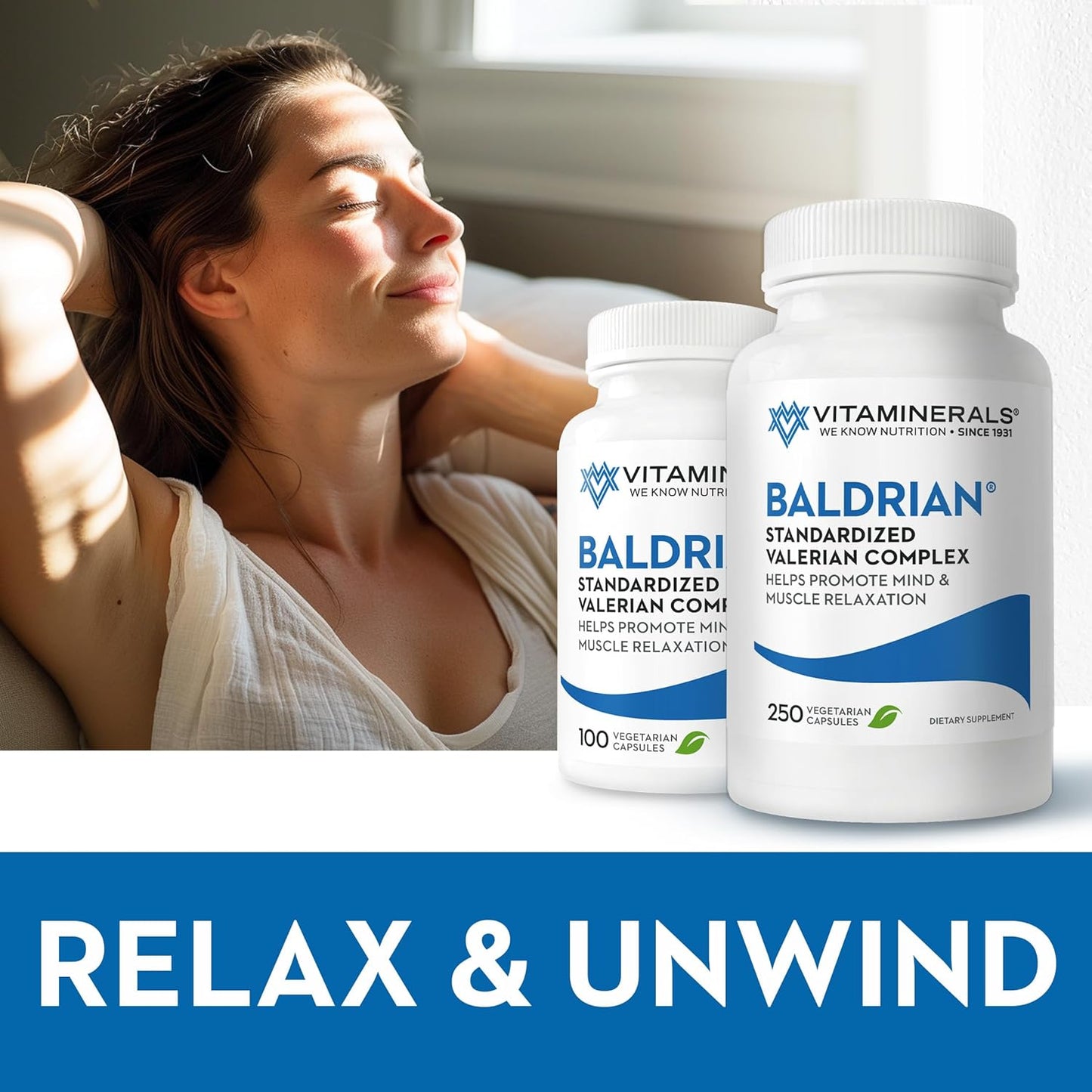 Baldrian® Original Valerian Capsules - Natural Relaxing Support with Standardized Vitaminerals - Pack of 100