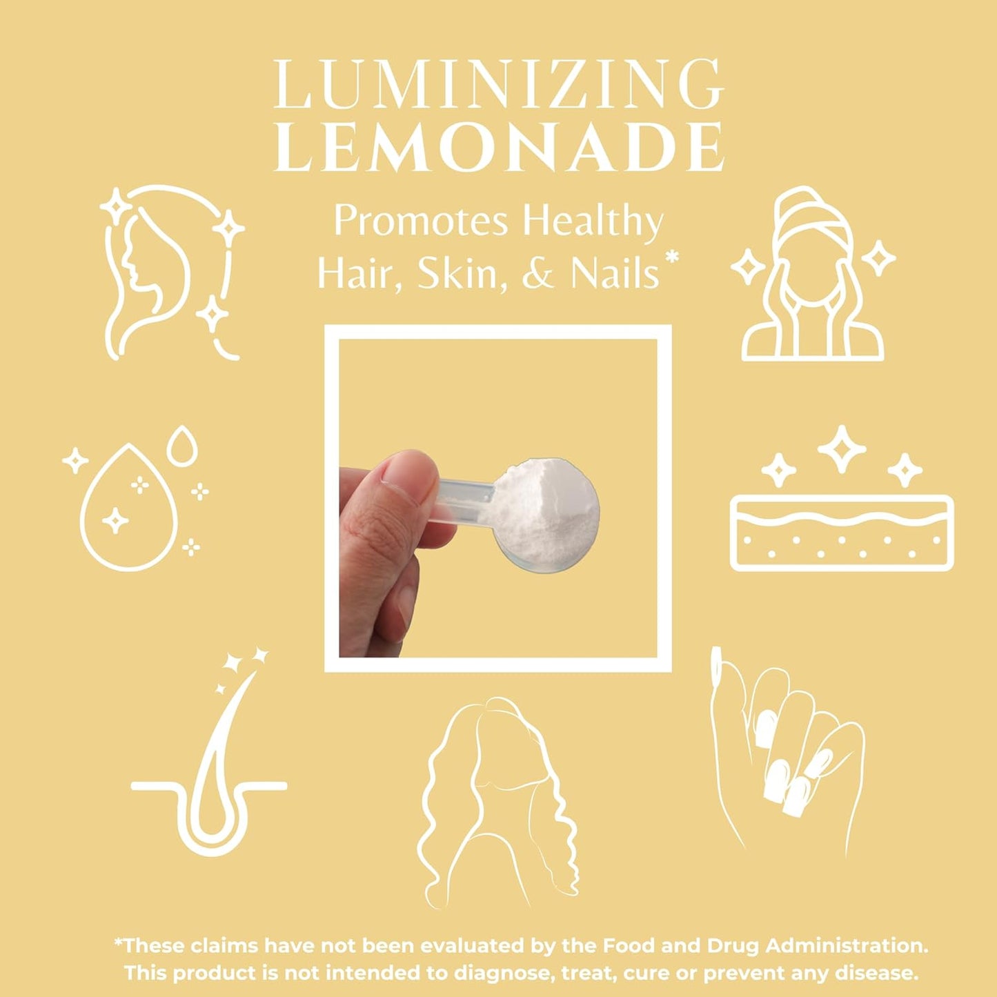 Bali Beach Luminizing Lemonade Beauty Drink Powder with Collagen, Biotin, Blue Spirulina - Promotes Healthy Hair, Skin, and Nails