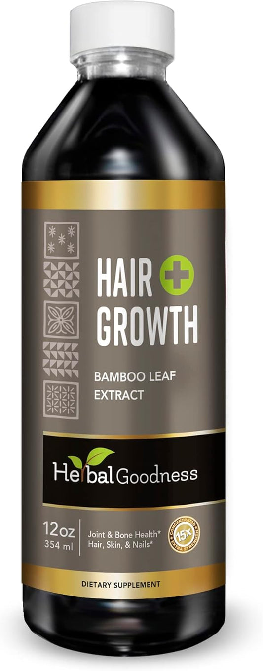 Bamboo Hair Growth Serum with Collagen, Keratin, and Vitamins for Healthy Hair, Skin, and Nails - 12oz Bottle for Women and Men