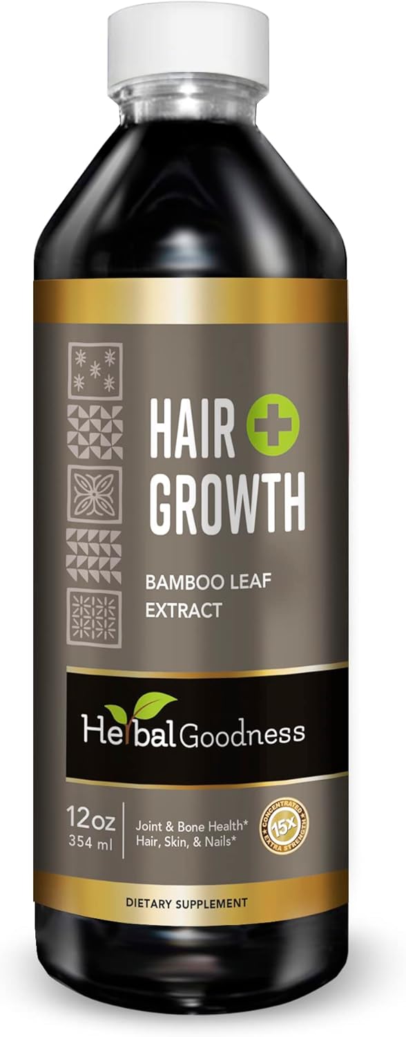 Bamboo Hair Growth Serum with Collagen, Keratin, and Vitamins for Healthy Hair, Skin, and Nails - 12oz Bottle for Women and Men