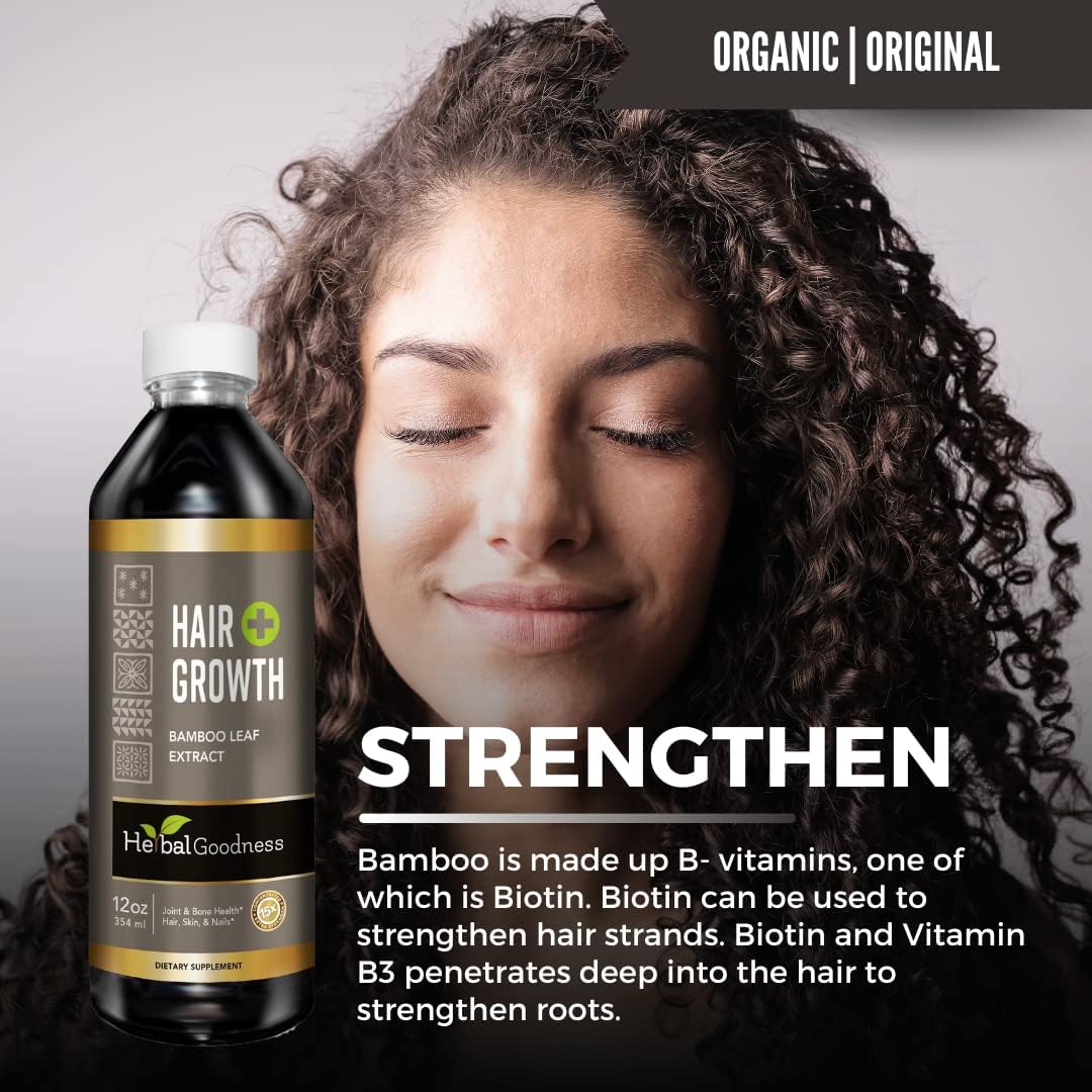 Bamboo Hair Growth Serum with Collagen, Keratin, and Vitamins for Healthy Hair, Skin, and Nails - 12oz Bottle for Women and Men
