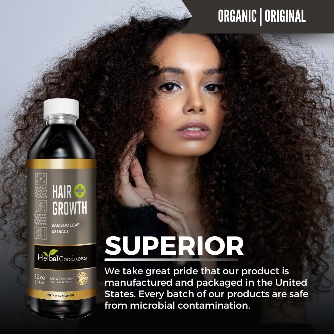 Bamboo Hair Growth Serum with Collagen, Keratin, and Vitamins for Healthy Hair, Skin, and Nails - 12oz Bottle for Women and Men