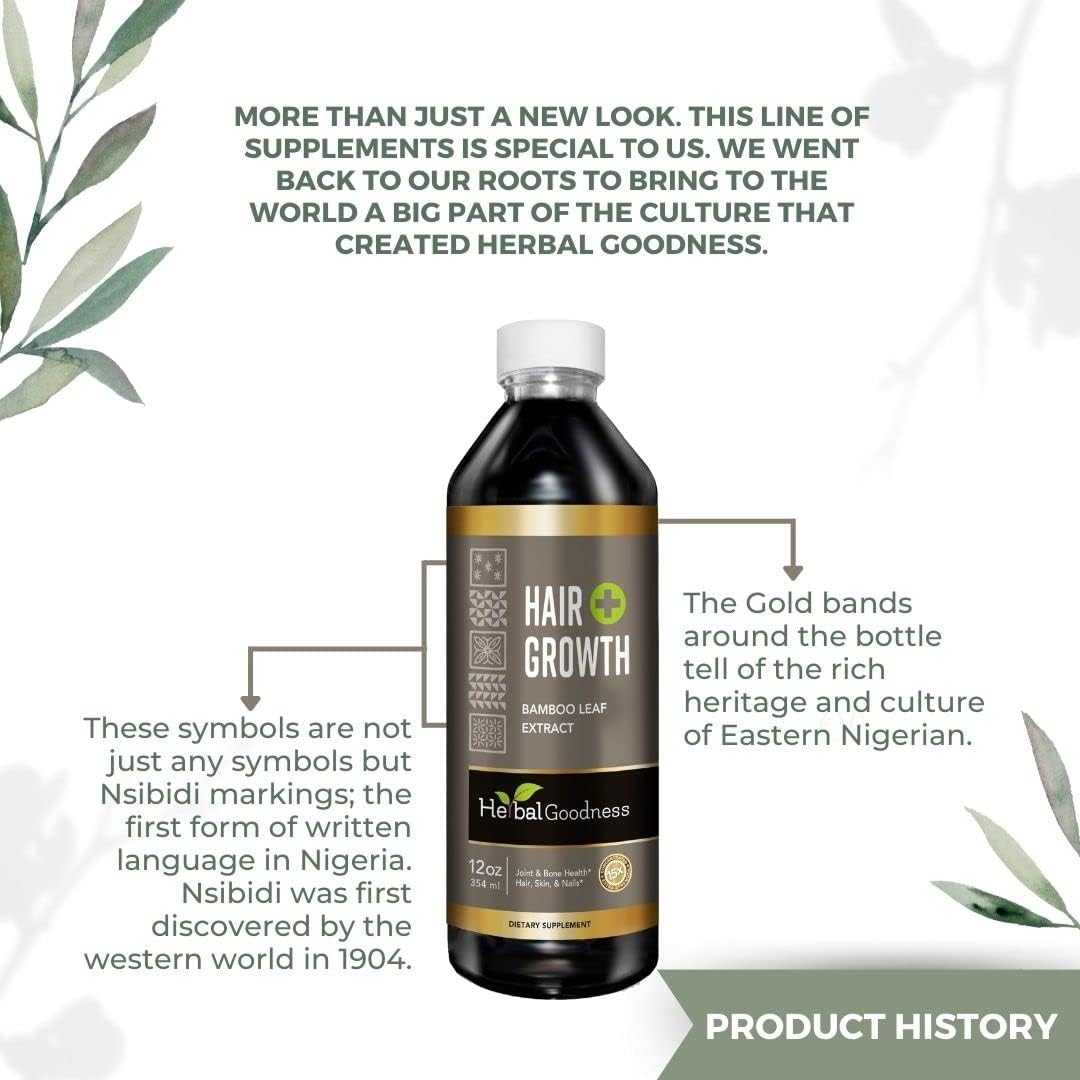 Bamboo Hair Growth Serum with Collagen, Keratin, and Vitamins for Healthy Hair, Skin, and Nails - 12oz Bottle for Women and Men